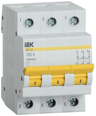 Выключатель нагрузки (мини-рубильник) ВН-32 3Р 125А IEK MNV10-3-125 0