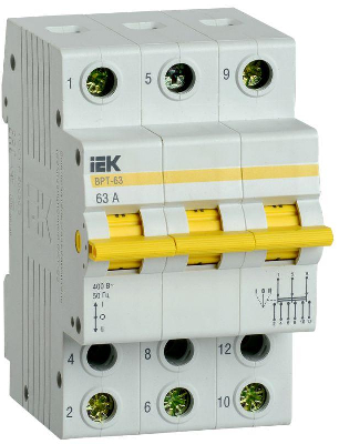 Выключатель-разъединитель трехпозиционный 3п ВРТ-63 63А IEK MPR10-3-063 0
