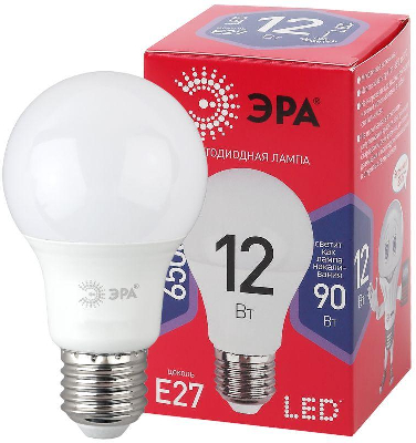 Лампа светодиодная RED LINE LED A60-12W-865-E27 R 12Вт A60 груша 6500К холод. бел E27 Эра Б0045325
