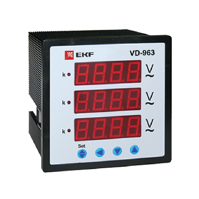 Вольтметр цифровой VD-963 на панель 96х96 трехфазный EKF vd-963 0