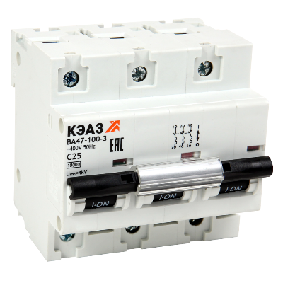 Выключатель автоматический модульный ВА47-100-3C80-УХЛ3 (10кА) КЭАЗ 318145 0
