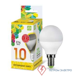 Лампа светодиодная LED-ШАР-std 10Вт 230В E14 3000К 900Лм ASD 4690612015446