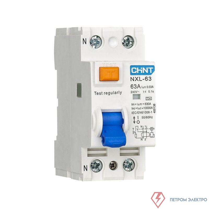 Выключатель дифференциального тока (УЗО) 2п 25А 30мА тип AC NXL-63 6кА (R) CHINT 280721