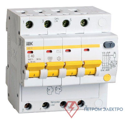 Выключатель автоматический дифференциального тока 4п C 40А 30мА тип AC 4.5кА АД-14 IEK MAD10-4-040-C-030