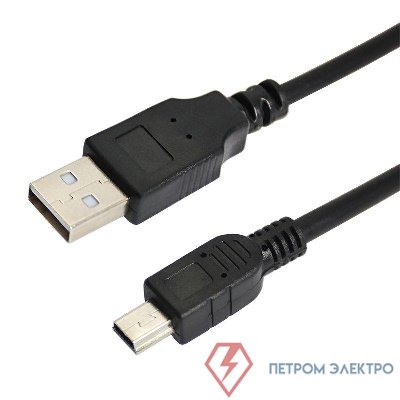 Шнур mini USB (male) - USB-A (male) 0.2м черн. Rexant 18-1131-2