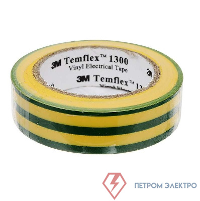 Изолента ПВХ 15мм Temflex 1300 жел./зел. (рул.10м) 3М 7100081324