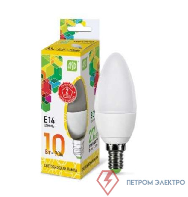 Лампа светодиодная LED-СВЕЧА-std 10Вт 230В E14 3000К 900Лм ASD 4690612015507
