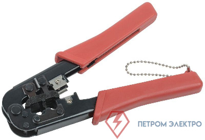 Инструмент обжимной для RJ45; RJ12; RJ11 без храпового механизма с прорезиненными ручками син./оранж. ITK TM1-B10H