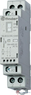 Контактор модульный 2NO 25А AgNi 230В AC/DC 17.5мм IP20 мех. индикатор FINDER 223202301320